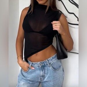 Elegant Black Sheer Women's Top